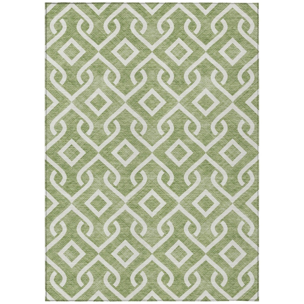 HomeRoots 9' Modern Green and Ivory Geometric Indoor/Outdoor Area Rug - Durable, Washable, Versatile Design 9' X 12' 578902