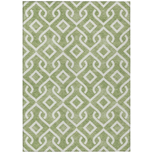 HomeRoots 9' Modern Green and Ivory Geometric Indoor/Outdoor Area Rug - Durable, Washable, Versatile Design 9' X 12' 578902