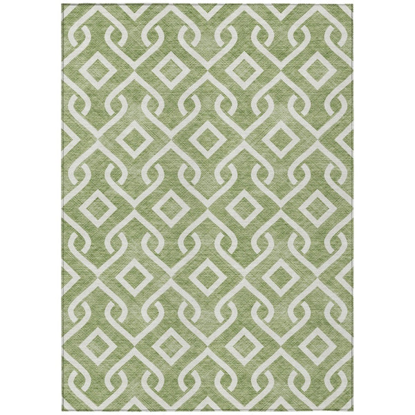 HomeRoots 9' Modern Green and Ivory Geometric Indoor/Outdoor Area Rug - Durable, Washable, Versatile Design 9' X 12' 578902