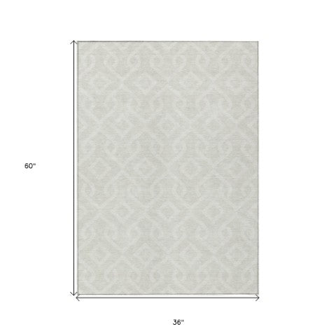 Homeroots 3' Aqua And Ivory Geometric Washable Area Rug - Perfect For Indoor Or Outdoor Spaces, Durable Design! 3' X 5' Polyester 578904