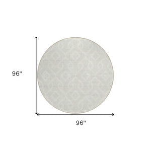 Homeroots 3' Aqua And Ivory Geometric Washable Area Rug - Perfect For Indoor Or Outdoor Spaces, Durable Design! 8' Round Polyester 578906