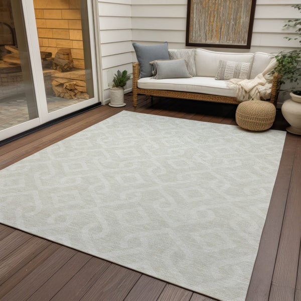 Homeroots 3' Aqua And Ivory Geometric Washable Area Rug - Perfect For Indoor Or Outdoor Spaces, Durable Design! 8' X 10' Polyester 578907