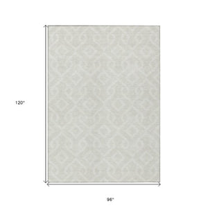 Homeroots 3' Aqua And Ivory Geometric Washable Area Rug - Perfect For Indoor Or Outdoor Spaces, Durable Design! 8' X 10' Polyester 578907