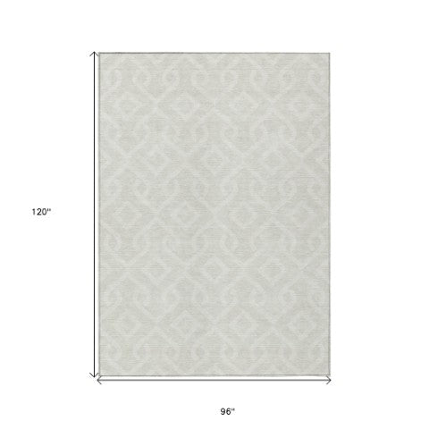 Homeroots 3' Aqua And Ivory Geometric Washable Area Rug - Perfect For Indoor Or Outdoor Spaces, Durable Design! 8' X 10' Polyester 578907