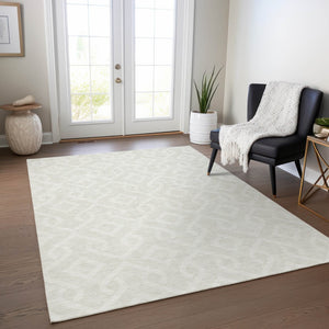 Homeroots 3' Aqua And Ivory Geometric Washable Area Rug - Perfect For Indoor Or Outdoor Spaces, Durable Design! 8' X 10' Polyester 578907