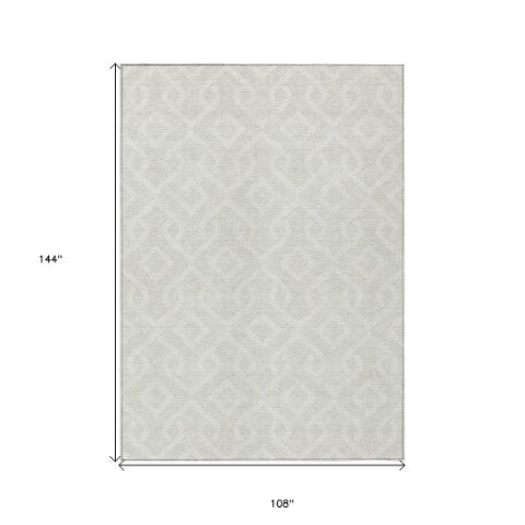 Homeroots 3' Aqua And Ivory Geometric Washable Area Rug - Perfect For Indoor Or Outdoor Spaces, Durable Design! 9' X 12' Polyester 578908