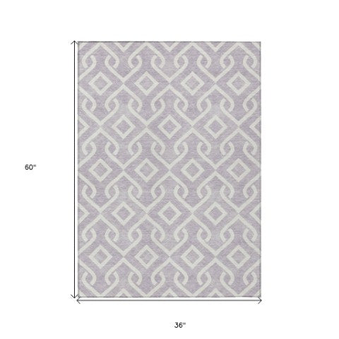 Homeroots 3' Aqua And Ivory Geometric Washable Area Rug - Perfect For Indoor Or Outdoor Spaces, Durable Design! 3' X 5' Polyester 578910