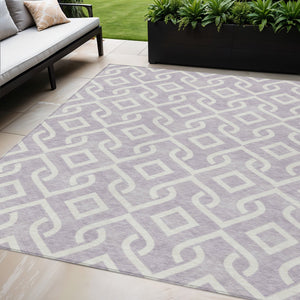 Homeroots 3' Aqua And Ivory Geometric Washable Area Rug - Perfect For Indoor Or Outdoor Spaces, Durable Design! 5' X 8' Polyester 578911