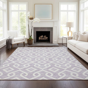 Homeroots 3' Aqua And Ivory Geometric Washable Area Rug - Perfect For Indoor Or Outdoor Spaces, Durable Design! 5' X 8' Polyester 578911
