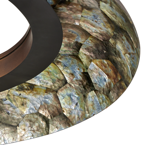 Tairagai Chandelier - Contemporary LED Illumination with Stunning Laminated Shells & Bronze Finish