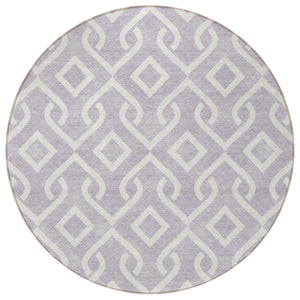 Homeroots 3' Aqua And Ivory Geometric Washable Area Rug - Perfect For Indoor Or Outdoor Spaces, Durable Design! 8' Round Polyester 578912