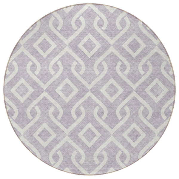 Homeroots 3' Aqua And Ivory Geometric Washable Area Rug - Perfect For Indoor Or Outdoor Spaces, Durable Design! 8' Round Polyester 578912