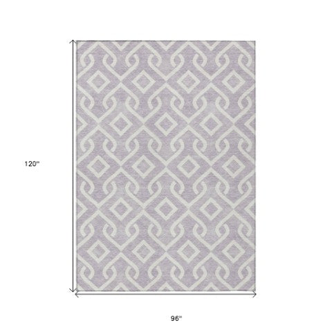 Homeroots 3' Aqua And Ivory Geometric Washable Area Rug - Perfect For Indoor Or Outdoor Spaces, Durable Design! 8' X 10' Polyester 578913