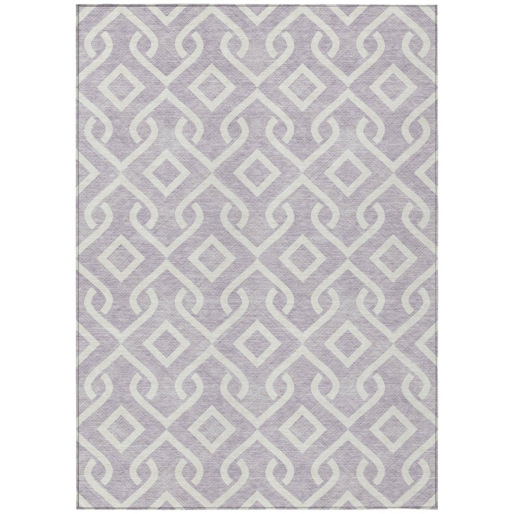 HomeRoots 9' Stylish Lavender and Ivory Geometric Area Rug - Washable, Durable for Indoor & Outdoor Use 9' X 12' 578914