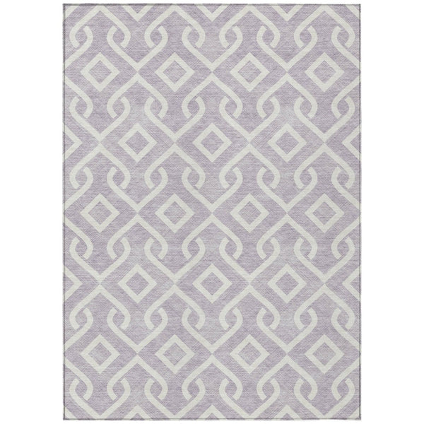 HomeRoots 9' Stylish Lavender and Ivory Geometric Area Rug - Washable, Durable for Indoor & Outdoor Use 9' X 12' 578914