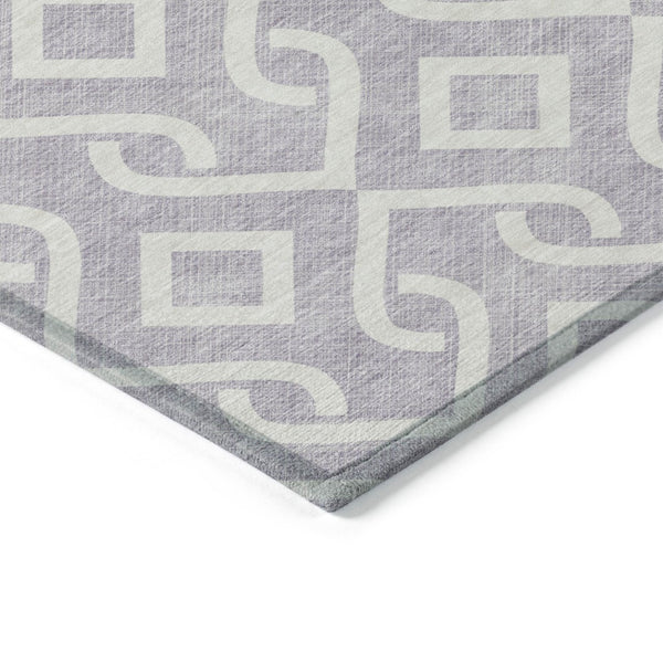 HomeRoots 9' Stylish Lavender and Ivory Geometric Area Rug - Washable, Durable for Indoor & Outdoor Use 9' X 12' 578914