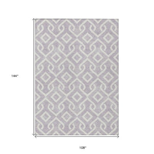 Homeroots 3' Aqua And Ivory Geometric Washable Area Rug - Perfect For Indoor Or Outdoor Spaces, Durable Design! 9' X 12' Polyester 578914