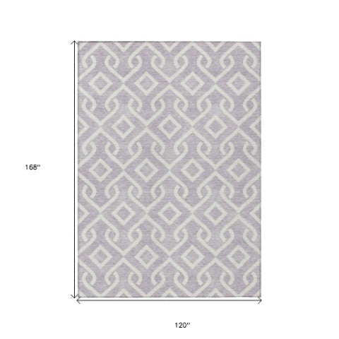 Homeroots 3' Aqua And Ivory Geometric Washable Area Rug - Perfect For Indoor Or Outdoor Spaces, Durable Design! 10' X 14' Polyester 578915