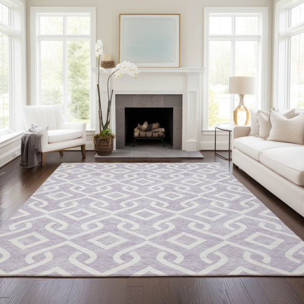 Homeroots 3' Aqua And Ivory Geometric Washable Area Rug - Perfect For Indoor Or Outdoor Spaces, Durable Design! 10' X 14' Polyester 578915