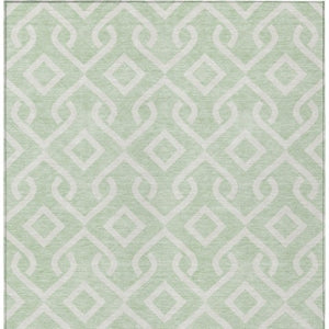 Homeroots 3' Aqua And Ivory Geometric Washable Area Rug - Perfect For Indoor Or Outdoor Spaces, Durable Design! 5' X 8' Polyester 578917