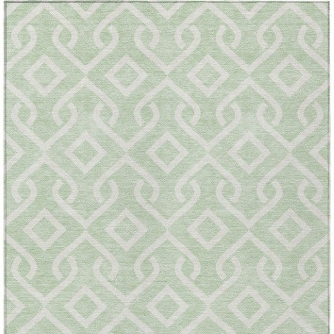 Homeroots 3' Aqua And Ivory Geometric Washable Area Rug - Perfect For Indoor Or Outdoor Spaces, Durable Design! 5' X 8' Polyester 578917