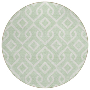 HomeRoots 5' Mint Green and Ivory Geometric Area Rug - Stylish, Washable, Versatile for Indoor and Outdoor Use 8' Round 578918