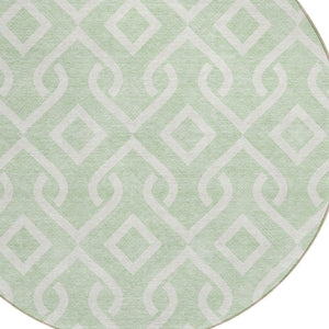 Homeroots 3' Aqua And Ivory Geometric Washable Area Rug - Perfect For Indoor Or Outdoor Spaces, Durable Design! 8' Round Polyester 578918