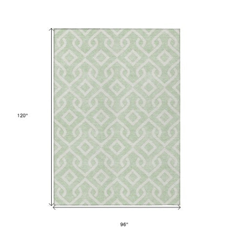 Homeroots 3' Aqua And Ivory Geometric Washable Area Rug - Perfect For Indoor Or Outdoor Spaces, Durable Design! 8' X 10' Polyester 578919