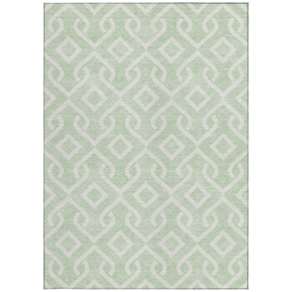 Homeroots 3' Aqua And Ivory Geometric Washable Area Rug - Perfect For Indoor Or Outdoor Spaces, Durable Design! 9' X 12' Polyester 578920