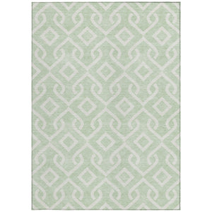 Homeroots 3' Aqua And Ivory Geometric Washable Area Rug - Perfect For Indoor Or Outdoor Spaces, Durable Design! 10' X 14' Polyester 578921