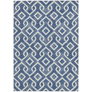 Homeroots 3' Aqua And Ivory Geometric Washable Area Rug - Perfect For Indoor Or Outdoor Spaces, Durable Design! 5' X 8' Polyester 578923