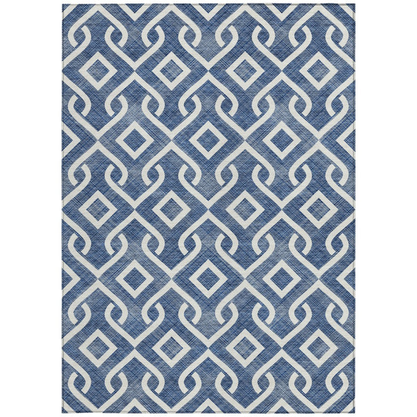 Homeroots 3' Aqua And Ivory Geometric Washable Area Rug - Perfect For Indoor Or Outdoor Spaces, Durable Design! 5' X 8' Polyester 578923
