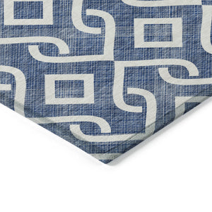 Homeroots 3' Aqua And Ivory Geometric Washable Area Rug - Perfect For Indoor Or Outdoor Spaces, Durable Design! 8' X 10' Polyester 578925