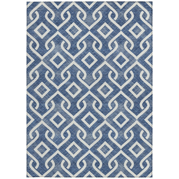 Homeroots 3' Aqua And Ivory Geometric Washable Area Rug - Perfect For Indoor Or Outdoor Spaces, Durable Design! 9' X 12' Polyester 578926