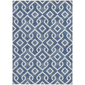 Homeroots 3' Aqua And Ivory Geometric Washable Area Rug - Perfect For Indoor Or Outdoor Spaces, Durable Design! 10' X 14' Polyester 578927