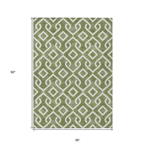 Homeroots 3' Aqua And Ivory Geometric Washable Area Rug - Perfect For Indoor Or Outdoor Spaces, Durable Design! 3' X 5' Polyester 578928