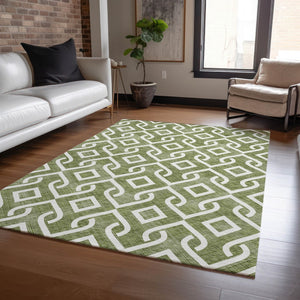 Homeroots 3' Aqua And Ivory Geometric Washable Area Rug - Perfect For Indoor Or Outdoor Spaces, Durable Design! 5' X 8' Polyester 578929
