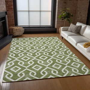 Homeroots 3' Aqua And Ivory Geometric Washable Area Rug - Perfect For Indoor Or Outdoor Spaces, Durable Design! 5' X 8' Polyester 578929