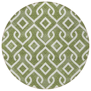 Homeroots 3' Aqua And Ivory Geometric Washable Area Rug - Perfect For Indoor Or Outdoor Spaces, Durable Design! 8' Round Polyester 578930