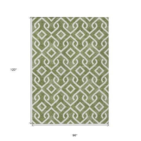 Homeroots 3' Aqua And Ivory Geometric Washable Area Rug - Perfect For Indoor Or Outdoor Spaces, Durable Design! 8' X 10' Polyester 578931