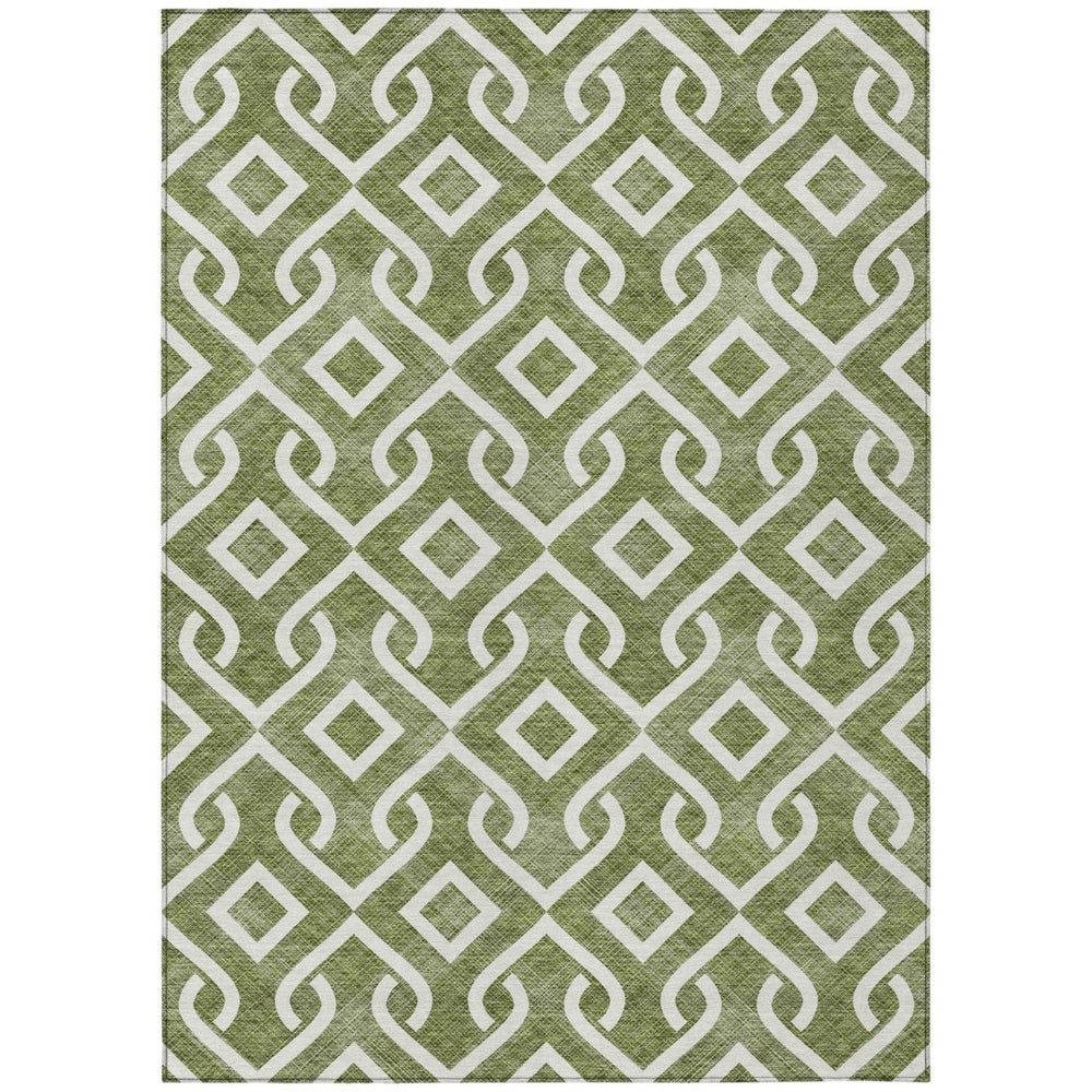 HomeRoots 9' Stylish Olive Green and Ivory Geometric Indoor Outdoor Rug – Durable, Washable, Versatile Décor Solution 9' X 12' 578932