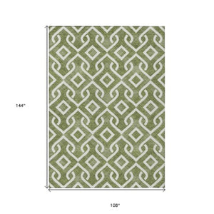 Homeroots 3' Aqua And Ivory Geometric Washable Area Rug - Perfect For Indoor Or Outdoor Spaces, Durable Design! 9' X 12' Polyester 578932