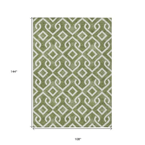 Homeroots 3' Aqua And Ivory Geometric Washable Area Rug - Perfect For Indoor Or Outdoor Spaces, Durable Design! 9' X 12' Polyester 578932