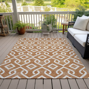 Homeroots 3' Aqua And Ivory Geometric Washable Area Rug - Perfect For Indoor Or Outdoor Spaces, Durable Design! 3' X 5' Polyester 578934