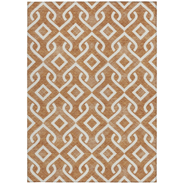 Homeroots 3' Aqua And Ivory Geometric Washable Area Rug - Perfect For Indoor Or Outdoor Spaces, Durable Design! 8' X 10' Polyester 578937