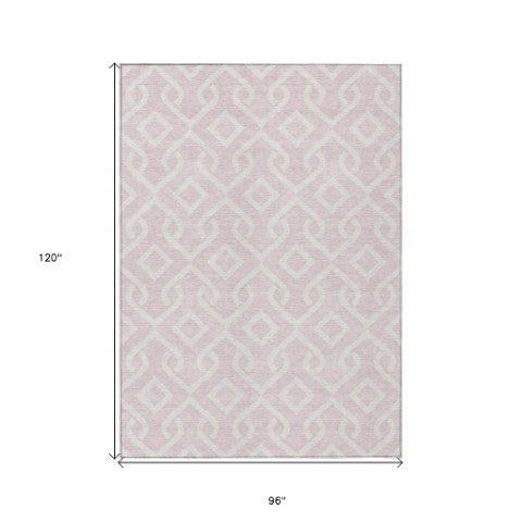 Homeroots 3' Aqua And Ivory Geometric Washable Area Rug - Perfect For Indoor Or Outdoor Spaces, Durable Design! 8' X 10' Polyester 578943