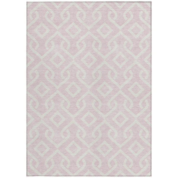 Homeroots 3' Aqua And Ivory Geometric Washable Area Rug - Perfect For Indoor Or Outdoor Spaces, Durable Design! 9' X 12' Polyester 578944