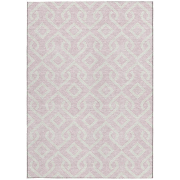 Homeroots 3' Aqua And Ivory Geometric Washable Area Rug - Perfect For Indoor Or Outdoor Spaces, Durable Design! 10' X 14' Polyester 578945