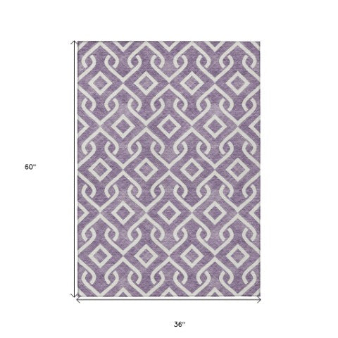 Homeroots 3' Aqua And Ivory Geometric Washable Area Rug - Perfect For Indoor Or Outdoor Spaces, Durable Design! 3' X 5' Polyester 578946