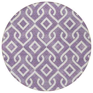 Homeroots 3' Aqua And Ivory Geometric Washable Area Rug - Perfect For Indoor Or Outdoor Spaces, Durable Design! 8' Round Polyester 578948